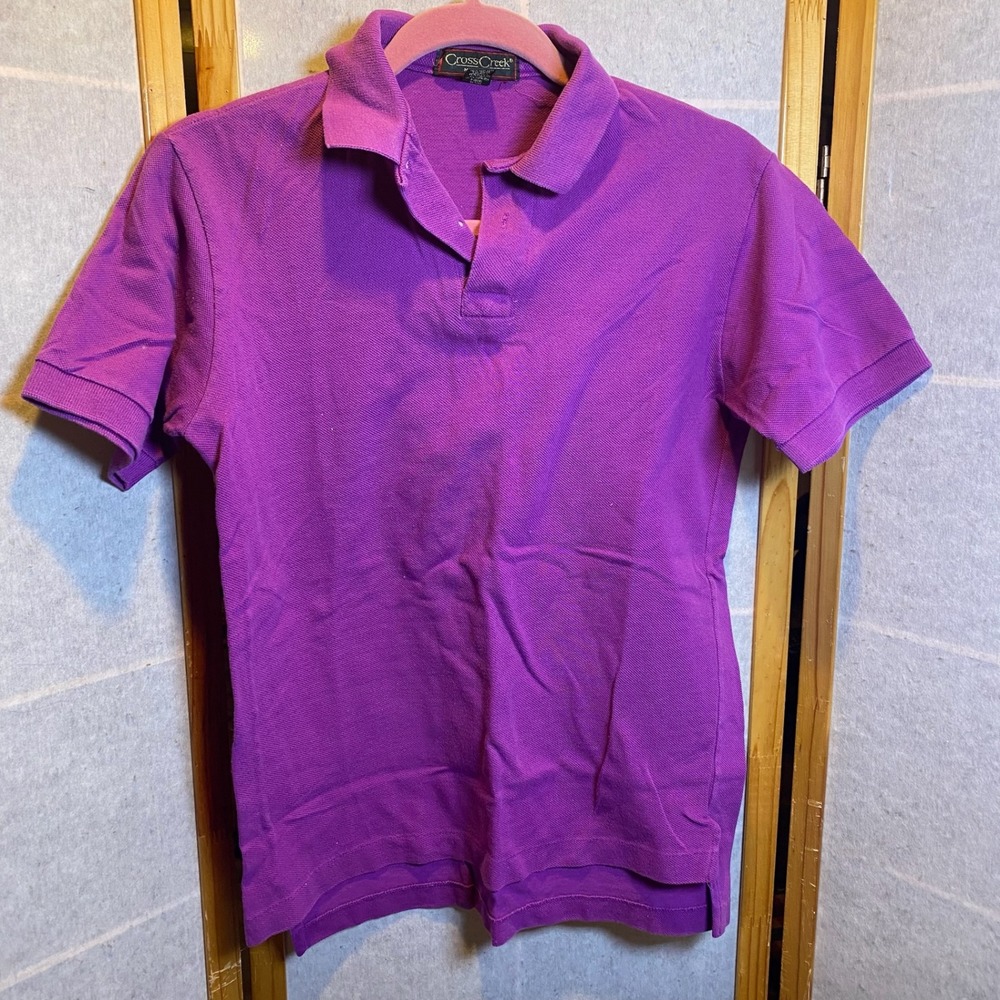Cross Creek Mens Vintage Purple Cotton Pique Short‎ Sleeve Polo Shirt Size M USA